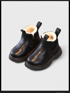 Brand New Kids Black Cozy-Lined Chelsea Boots- US 6 EUR 22